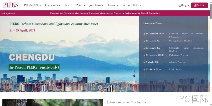 胶州PG国际受邀参加“PIERS 2024”光学与电磁学国际学术会议!
